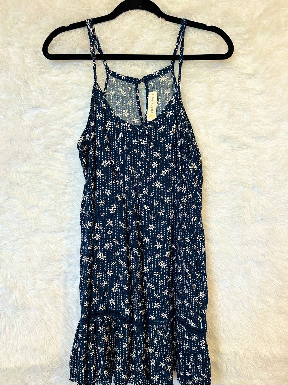 OCEAN DRIVE Navy Blue Floral Sundress